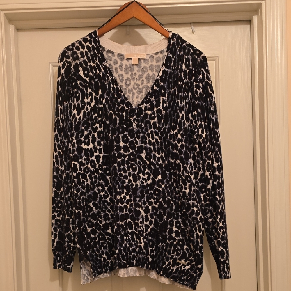 Michael Kors Black and White Leopard Print Sweatshirt